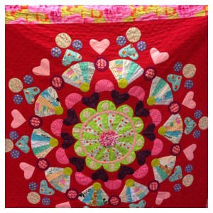 Just finished the day before the quilt meeting - a Sarah Fielke pattern. Hand appliquéd and quilted.